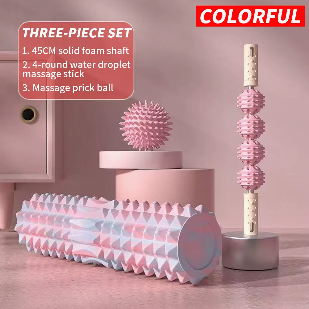 [Three Piece Massage Set] Massage Prick Ball, Massage Roller, Foam Massage Roller Shaft